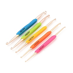 Случайный цвет Алюминиевые 10 наборы крючков для вязания с двойным концом, с абс пластиковой ручкой, для плетения крючком швейных инструментов, 2/0~10/0, случайный цвет, 135.5x8.5x9.5 мм, 5 шт / комплект