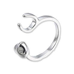 Real Platinum Plated Cigarette Holder Ring, Brass Open Cuff Ring for Free Smoking Rack, Cadmium Free & Nickel Free & Lead Free, Real Platinum Plated, US Size 5 1/4(15.9mm)