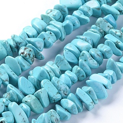 Howlite Natural Magnesite Beads Strands, Dyed, Nuggets, 3~7.5x6~15mm, Hole: 1mm, about 10.8 inch(27.5cm)