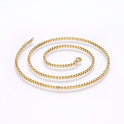 Golden 304 Stainless Steel Box Chain Necklaces, with Lobster Claw Clasps, Golden, 19.7 inch(50cm), 1.5mm
