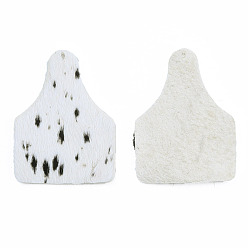 Creamy White Eco-Friendly Cowhide Leather Big Pendants, Bottle with Leopard Print Pattern, Creamy White, 51x38x1.5mm, Hole: 1.4mm
