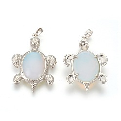 Opalite Opalite Pendants, with Alloy Findings, Tortoise, Platinum, 49x31.5x7mm, Hole: 8x5mm