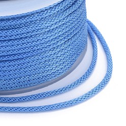 Bleu Bleuet Cordons tressés en polyester, pour la fabrication de bijoux, bleuet, 2mm, environ 21.87 yards (20m)/rouleau