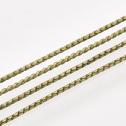 Antique Bronze Brass Serpentine Chains, Unwelded, with Spool, Antique Bronze, 1mm, about 288.71 Feet(88m)/roll