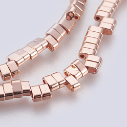 Real Rose Gold Plated Electroplated Non-magnetic Synthetic Hematite Multi-Strand Links Strands, Grade AA, Rectangle, Long-Lasting Plated, Real Rose Gold Plated, 4.5x2x2.5mm, Hole: 1mm, about 181pcs/strand, 16.29 inch(41.4cm)