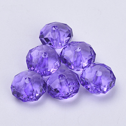Violet Bleu Perles acryliques transparentes, facette, rondelle, bleu violet, 22x15mm, trou: 3 mm, environ 135 pcs / 500 g