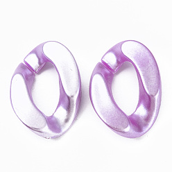 Plum Opaque Acrylic Linking Rings, Quick Link Connectors, for Curb Chains Making, Pearlized, Twist, Plum, 29x20x6mm, Inner Diameter: 8x16mm