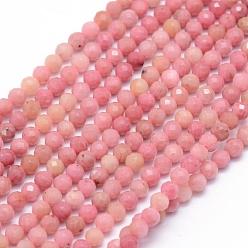 Rhodochrosite Natural Rhodochrosite Beads Strands, Faceted, Round, 4mm, Hole: 0.6mm, about 85~95pcs/strand, 15.35 inch(39cm)