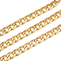 Golden Men's Gold Cuban Link Chains, Chunky Chains, 304 Stainless Steel Chains, Unwelded, with Spool, Golden, 16.7x11.5x3mm, about 32.8 Feet(10m)/roll