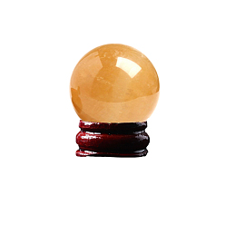 Topaz Jade Natural Topaz Jade Ball Display Decorations, Reiki Energy Stone Ornaments, with Wood Holder, 30mm
