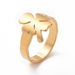 Золотой Ионное покрытие (ip) 201 кольцо из клевера из нержавеющей стали, широкое кольцо для женщин, золотые, размер США 6 1/2 (16.9 мм)