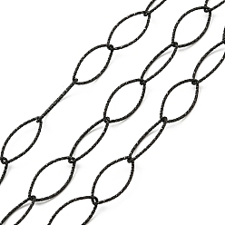 Electrophoresis Black 304 текстурированные цепи из нержавеющей стали с конским глазом, пайки, с катушкой, электрофорез черный, 20x10x1 мм, около 16.40 футов (5 м) / рулон