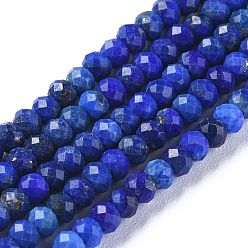 Lapis Lazuli Natural Lapis Lazuli Beads Strands, Faceted, Rondelle, 3.5~4x2.8~3mm, Hole: 0.6mm, about 139pcs/strand, 15.35 inch(39cm)