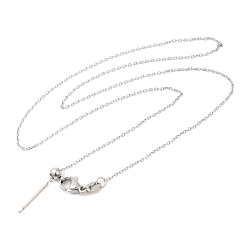 Stainless Steel Color 304 Stainless Steel Cable Chain Necklace for Women, for Beadable Necklace Making, Stainless Steel Color, 19.09 inch(48.5cm)