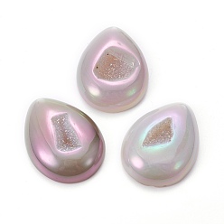 Seashell Color Electroplate Natural Agate Pendants, teardrop, Seashell Color, 40~41x30~31x9~11mm, Hole: 1.6mm