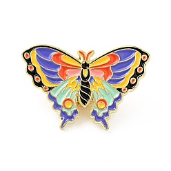 Colorido Flor mariposa pin de esmalte, insignia de aleación chapada en oro para ropa de mochila, colorido, 20x30x1.5 mm