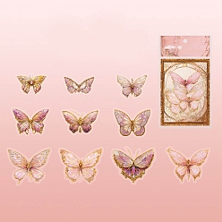 Pearl Pink 20Pcs 10 Styles Laser Waterproof PET Butterfly Decorative Stickers, Self-adhesive Decals, for DIY Scrapbooking, Pearl Pink, 50~70mm, 2pcs/style