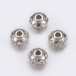Plata Abalorios espaciador de estilo tibetano, sin cadmio y níque y plomo, buñuelo, plata, 7x5 mm, agujero: 2 mm