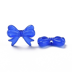 Blue Imitation Jelly Style Acrylic Beads, Bowknot, Blue, 14x18x4.5mm, Hole: 2mm, about 917pcs/500g