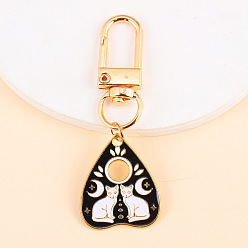 Cat Shape Punk Style Alloy Enamel Pendant Keychain, for Bag Car Pendant, Golden, Cat Shape, 6~7cm