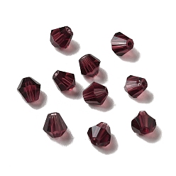 Rosy Brown Glass Imitation Austrian Crystal Beads, Faceted, Diamond, Rosy Brown, 4x4mm, Hole: 0.7mm