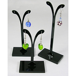 Noir Plastique présentoir de boucle d'oreille, présentoir à bijoux, stand d'arbre de bijoux, 3 cm de largeur, 5 cm de long, 7.9~12 cm de haut