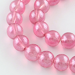 Hot Pink Transparent Spray Painted Glass Bead Strands, Round, Hot Pink, 8mm, Hole: 1.3~1.6mm, about 104pcs/strand, 32.7 inch