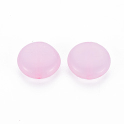Rose Nacré Perles acryliques de gelée d'imitation , plat rond, perle rose, 12x5mm, Trou: 1.4mm, environ1110 pcs / 500 g