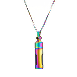 Rainbow Color Colliers de bouteille de parfum de colonne d'acier inoxydable pour des femmes, couleur arc en ciel, 17.72 pouce (45 cm)