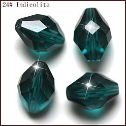 Cyan Oscuro Imitación perlas de cristal austriaco, aaa grado, facetados, bicono, cian oscuro, 10x13 mm, agujero: 0.9~1 mm