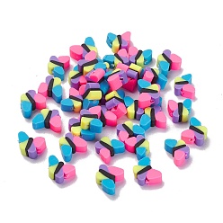Colorful Handmade Polymer Clay Beads, Butterfly, Colorful, 8~9x10~10.5x4.5mm, Hole: 1.4mm