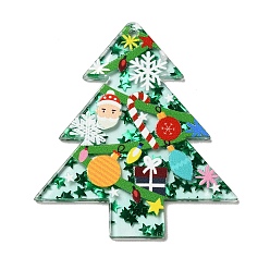 Verde Colgantes de acrílico impresos a doble cara con tema navideño, para el encanto del árbol de navidad, verde, 49x42x2 mm, agujero: 1.6 mm