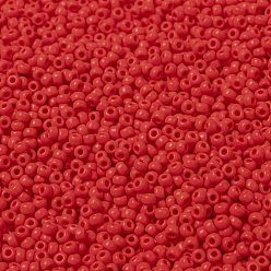 (RR407) Rojo bermellón opaco Cuentas de rocailles redondas miyuki, granos de la semilla japonés, (rr 407) rojo bermellón opaco, 8/0, 3 mm, agujero: 1 mm aproximadamente 422~455 piezas / botella, 10 g / botella