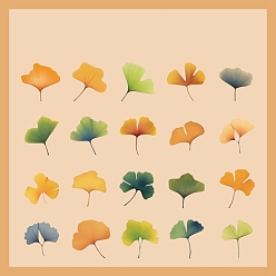 Gold 40Pcs 20 Styles Autumn PET Waterproof Self Adhesive Leaf Stickers, for Scrapbooking, Travel Diary Craft, Gold, 20x50mm, 2pcs/style