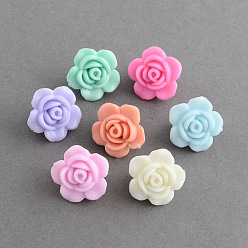 Mixed Color Rose Flower Acrylic Multi-Strand Links, Mixed Color, 19x18.5x12mm, Hole: 2.5mm, about 375pcs/500g