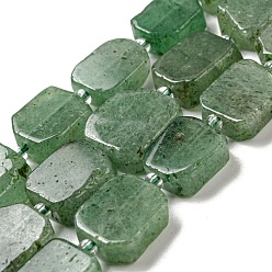 Quartz Fraise Brins de perles de quartz vert naturel, avec des perles de rocaille, rectangle, 12~17.5x9.5~13x5~7.5mm, Trou: 1mm, Environ 25~26 pcs/chapelet, 15.94''~16.14'' (40.5~41 cm)