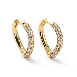 Real 18K Gold Plated Clear Cubic Zirconia Teardrop Hinged Hoop Earrings, Brass Jewelry for Women, Cadmium Free & Nickel Free & Lead Free, Real 18K Gold Plated, 15.5x15.5x2.5mm, Pin: 0.8mm