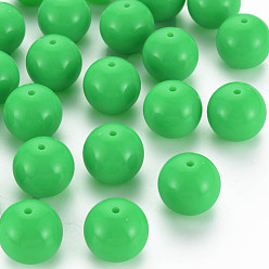 Citron Vert Fluorescence perles acryliques morceaux, ronde, lime, 20mm, trou: 2~3 mm, environ 105 pcs / 500 g