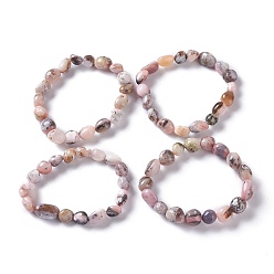 Opale Rose Bracelets extensibles en perles d'opale rose naturelle, pierre tombée, nuggets, diamètre intérieur: 2~2-1/4 pouce (5.2~5.6 cm)