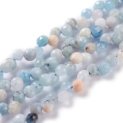Aguamarina Perlas naturales de color turquesa hebras, superior perforado, facetados, lágrima, 4~5 mm, agujero: 0.9 mm, sobre 83 unidades / cadena, 16.54 pulgada (42 cm)