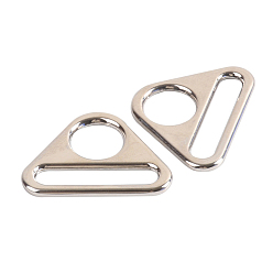 Platinum Alloy Adjuster Triangle with Bar Swivel Clips, D Ring Buckles, Platinum, 24.5x32.5x2.2mm