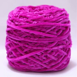 Magenta Wool Chenille Yarn, Velvet Cotton Hand Knitting Threads, for Baby Sweater Scarf Fabric Needlework Craft, Magenta, 3mm, 90~100g/skein