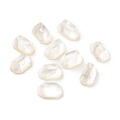 White White Shell Cabochons, Octagon, White, 7.5x5x3.5mm