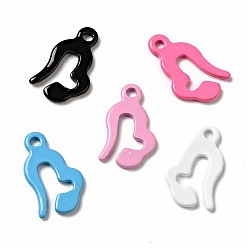Mixed Color Spray Painted 201 Stainless Steel Charms, Mixed Color, 13x8x1mm, Hole: 1.2mm