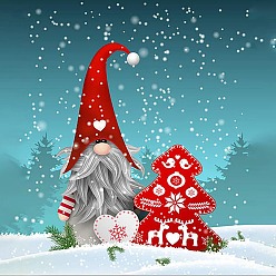 Gnome DIY Christmas Theme Diamond Painting Kits, including Resin Rhinestones, Diamond Sticky Pen, Tray Plate and Glue Clay, Gnome Pattern, 400x300mm