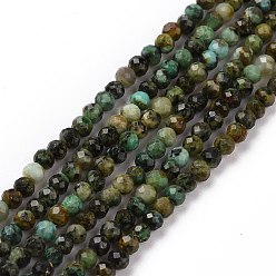 Turquoise Africaine Brins de perles turquoises africaines naturelles (jaspe), facette, ronde, 2mm, Trou: 0.5mm, Environ 192 pcs/chapelet, 6.10'' (15.5 cm)