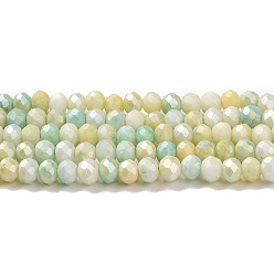Verge D'or Pâle Brins de perles de verre plaquées à facettes, de couleur plaquée ab , rondelle, verge d'or pale, 4x3mm, Trou: 0.9mm, Environ 112 pcs/chapelet, 16.14'' (41 cm)