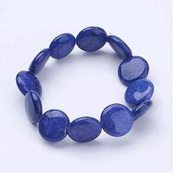 Lapis Lazuli Natural Lapis Lazuli(Dyed)  Beads Stretch Bracelets, Flat Round, 2 inch(53mm)