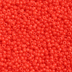 Color Salmón 11/0 calificar unas cuentas redondas de semillas de vidrio, pintura para hornear, salmón, 2.3x1.5 mm, agujero: 1 mm, sobre 48500 unidades / libra