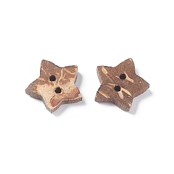 BurlyWood Coconut Buttons, 2-Hole, Star, BurlyWood, 18x18~19x4mm, Hole: 2mm